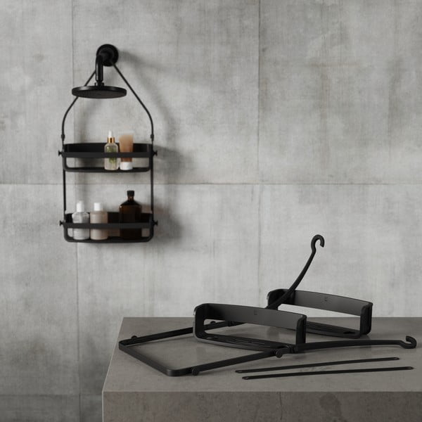 Fekete függő műanyag fürdőszobai polc Flex – Umbra-image-3