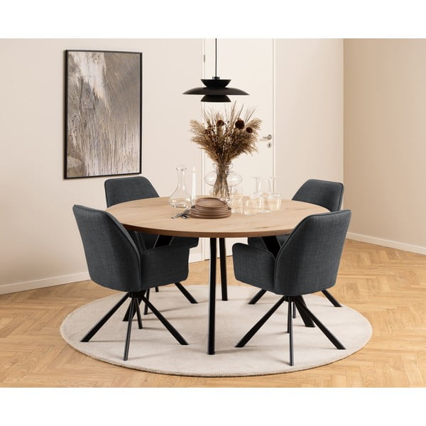 Sötétszürke kárpitozott karfás étkezőfotel szett 2 db-os Glenda – Actona-image-1