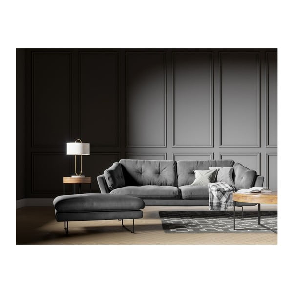 Gravity szürke bársony puff - Windsor & Co Sofas-image-3