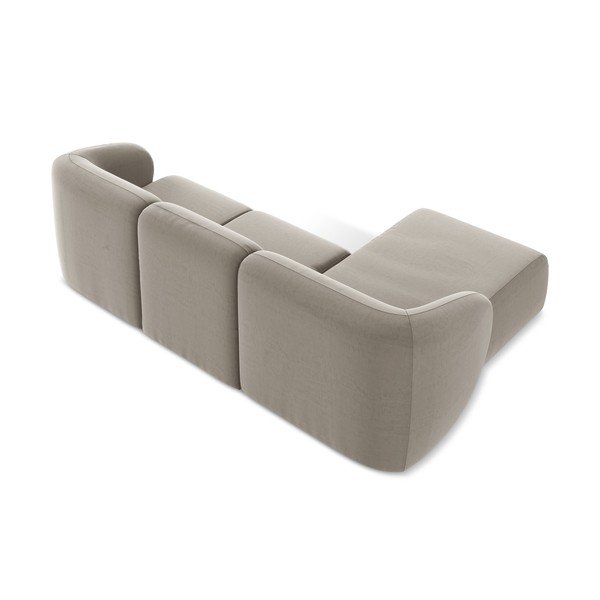 Világosbarna bársony sarokkanapé (bal oldali-heverő résszel) Lani – Makamii-image-3