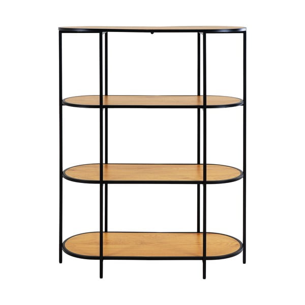 Fekete könyvespolc tölgyfa dekorral 36x111 cm Vita - House Nordic-image-3