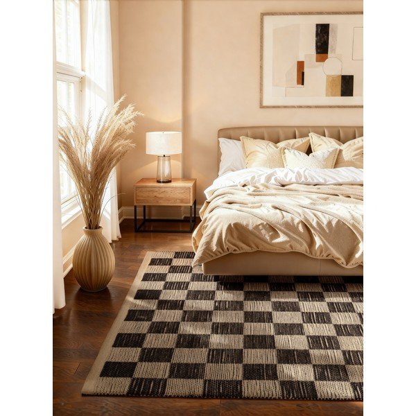 Fekete-krémszínű kétoldalas-kézi szövésű jutakeverék szőnyeg 120x170 cm Rex – Hanse Home-image-1