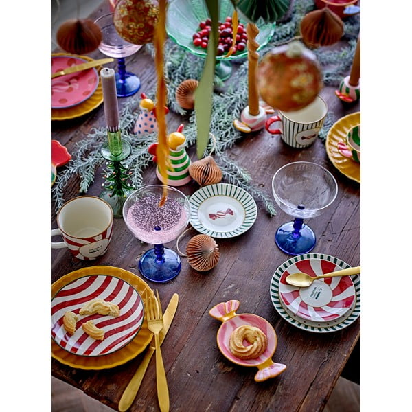 Piros-krémszínű agyagkerámia desszertes tányér készlet  karácsonyi mintával, 2 db-os, ø 12,5 cm Yule – Bloomingville-image-2