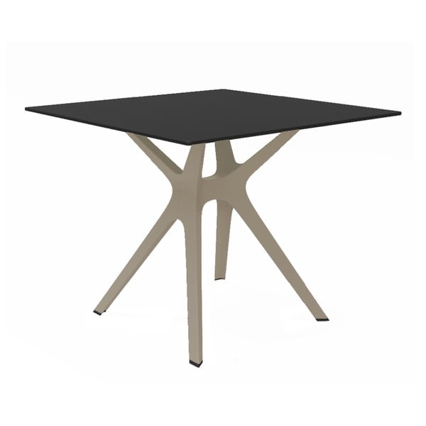 Vela étkezőasztal barna lábakkal és fekete asztallappal, 90 x 90 cm - Resol