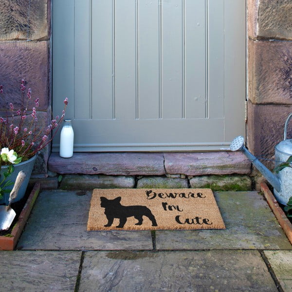 Kókuszrost lábtörlő 40x60 cm Beware I'm Cute French Bulldog – Artsy Doormats-image-4