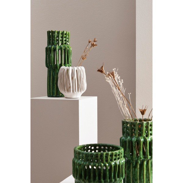 Krémszínű kerámia kézzel készített váza (magasság 17 cm) Naoko – Bizzotto-image-1