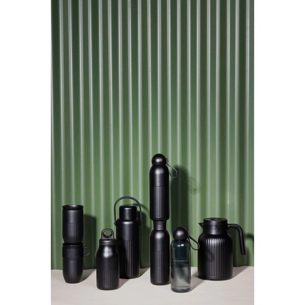 Fekete rozsdamentes acél termopalack szívószállal 500 ml Tekla – Sagaform-image-3