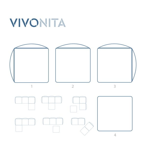 Velvet Cube kék háromszemélyes, elemes kanapé lábtartóval - Vivonita-image-3