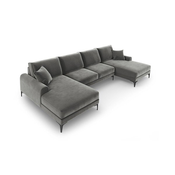 Madara világosszürke bársony U alakú kanapé - Mazzini Sofas-image-4