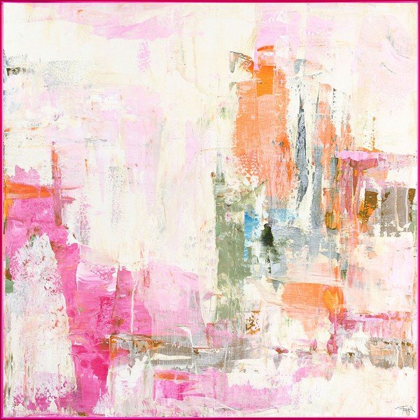 Nyomtatott keretezett vászon kép kézzel festett részletekkel 102x102 cm New Age Pink – Malerifabrikken