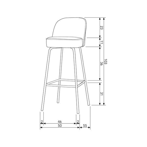 Világoskék bársony bárszék (ülésmagasság 79 cm) Vogue – WOOOD-image-2