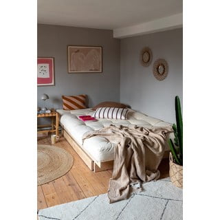 Natúr színű borovi fenyő franciaágy tárolóhellyel és ágyráccsal 160x200 cm Kanso – Karup Design