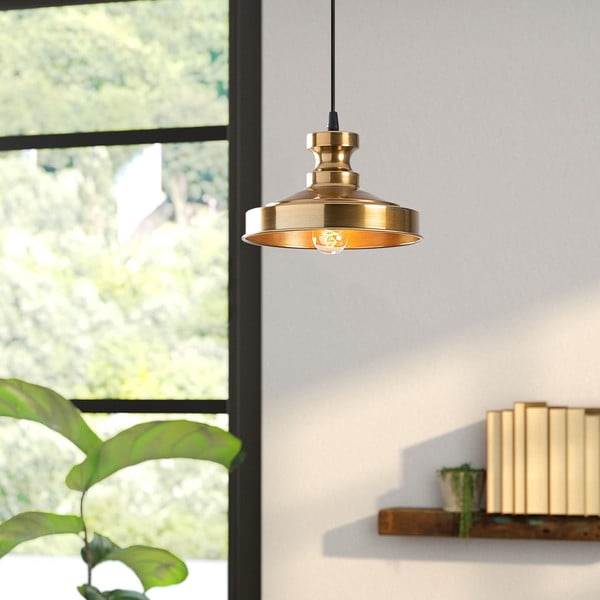 Aranyszínű függőlámpa fém búrával ø 22 cm Berceste – Opviq lights-image-1