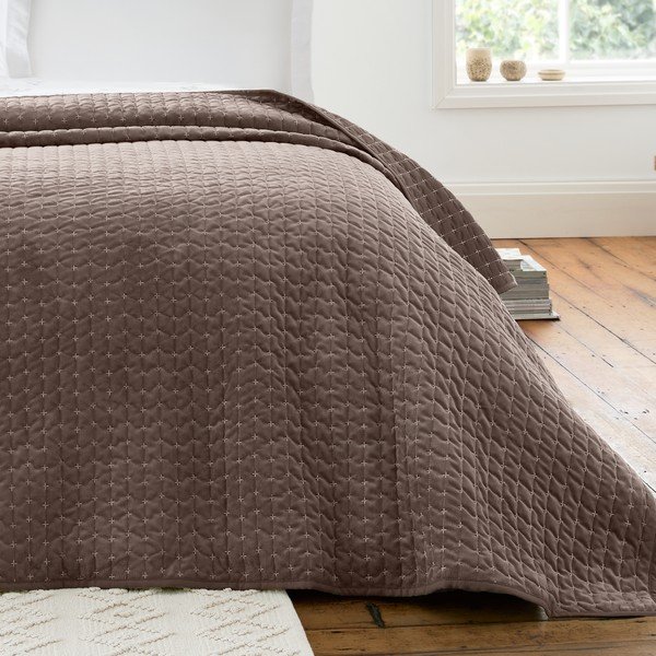 Sötétbarna bársony steppelt ágytakaró 240x260 cm Attica Velvet – Bianca-image-1