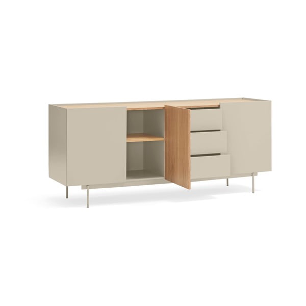 Bézs-natúr színű alacsony komód tölgyfa dekorral 180x78 cm Otto – Teulat-image-3