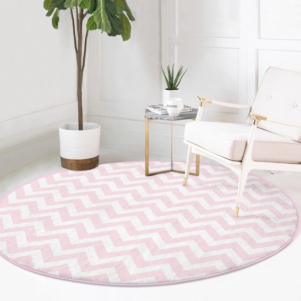 Világos rózsaszín mosható-robotporszívóval tisztítható kerek szőnyeg ø 120 cm Comfort – Mila Home-image-2
