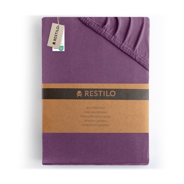 Lila gumis jersey lepedő 220x200 cm Amber – Restilo-image-4
