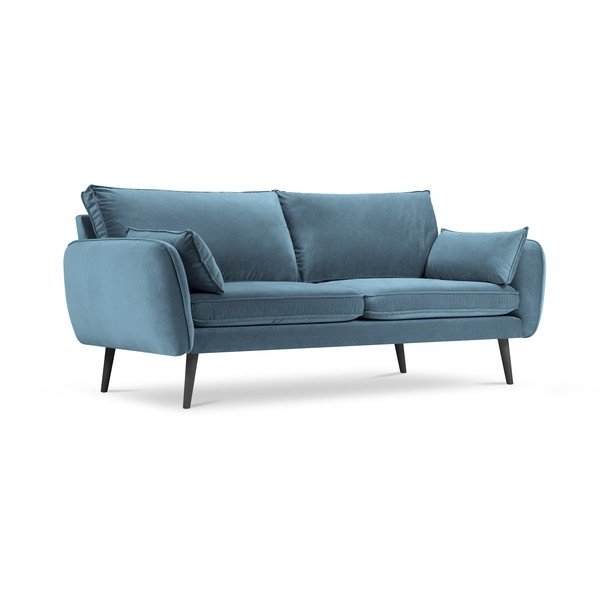 Lento világoskék bársony kanapé fekete lábakkal, 198 cm - Kooko Home-image-2