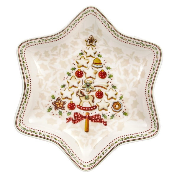 Gingerbread Village piros-fehér porcelán karácsonyi csillag alakú tál, 4,5 4,5 cm - Villeroy & Boch