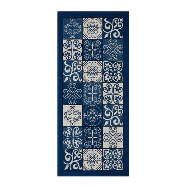 Maiolica Blu kék fokozottan ellenálló konyhai szőnyeg, 55 x 190 cm - Webtappeti