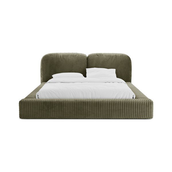 Zöld kárpitozott ágyneműtartós franciaágy ágyráccsal 200x200 cm Martina – Micadoni -image-4