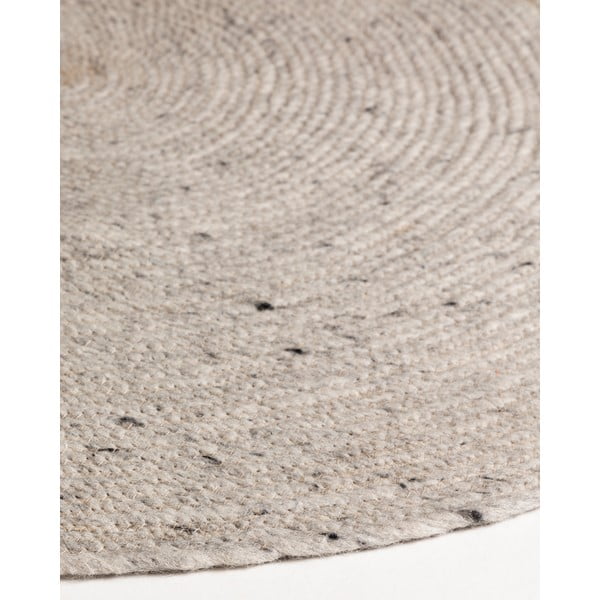 Világosszürke-elefántcsont színű kézi szövésű gyapjú kerek szőnyeg ø 200 cm Takashi – Kave Home-image-2