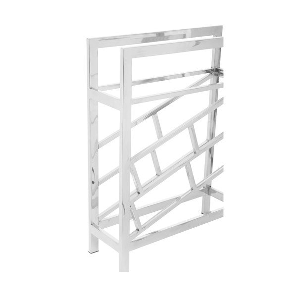 Fényes ezüstszínű fém bortartó polcos állvány, palackok száma 12 Barolo – Premier Housewares-image-1