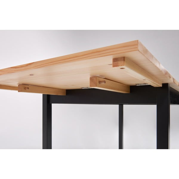 Brisbane bővíthető borovi fenyő étkezőasztal fekete konstrukcióval, 120 (200) x 70 cm - Bonami Essentials-image-4