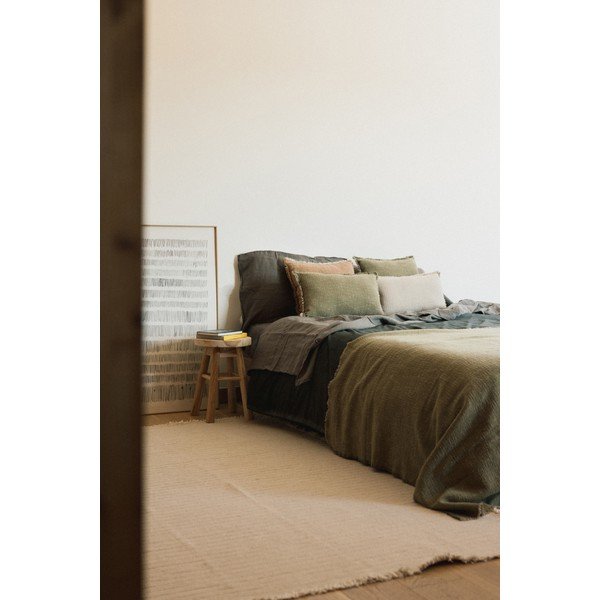 Khaki pamut takaró 130x180 cm Handloom – Lorena Canals-image-2