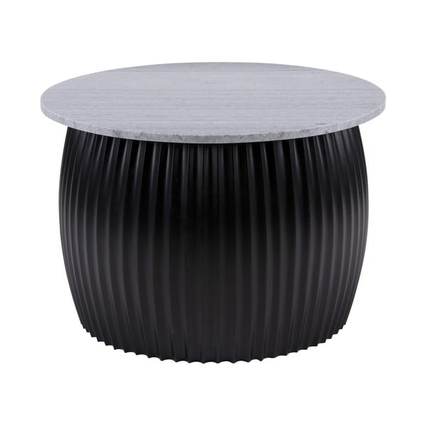 Fekete kerek dohányzóasztal márvány dekoros asztallappal ø 52 cm  Luscious  – Leitmotiv
