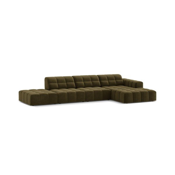 Khaki bársony sarokkanapé (jobb oldali-heverő résszel) Chicago – Cosmopolitan Design-image-1