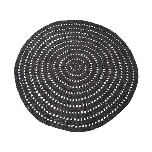 Knitted fekete kenderrost szőnyeg, ⌀ 150 cm - LABEL51