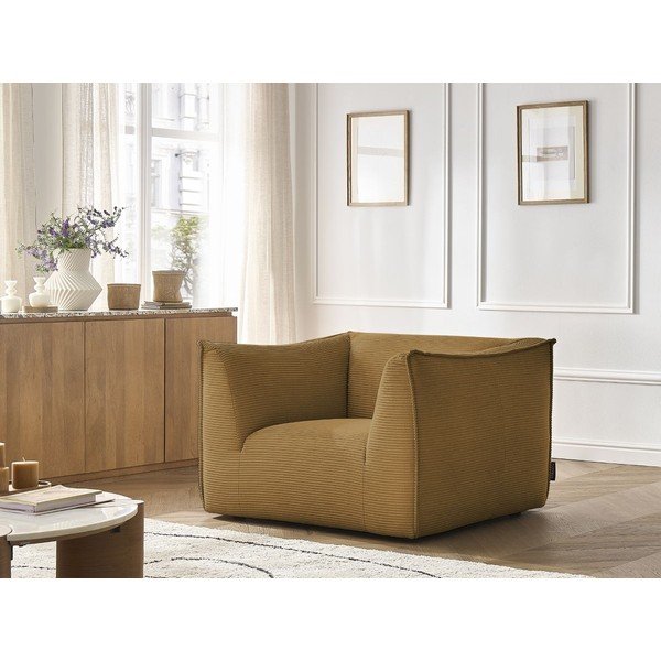 Mustársárga kordbársony fotel Giorgia – Bobochic Paris-image-1