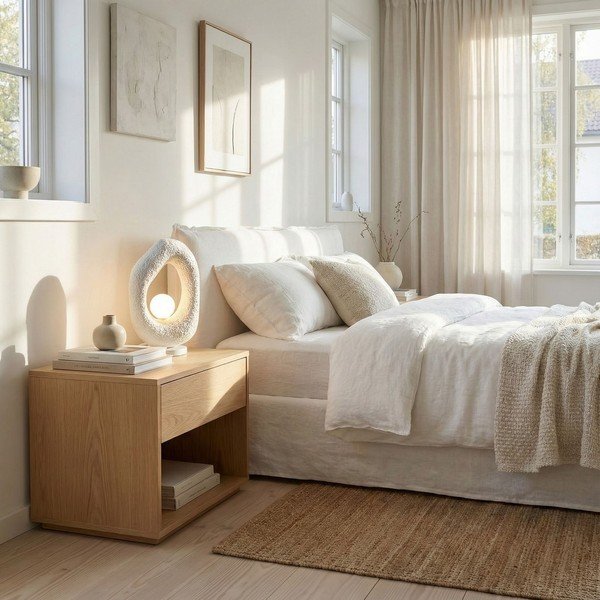 Fehér fém asztali lámpa (magasság 50 cm) Lore – Opviq lights-image-4