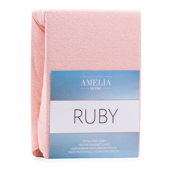 Világos rózsaszín gumis frottír lepedő 160x200 cm Ruby – AmeliaHome-image-2