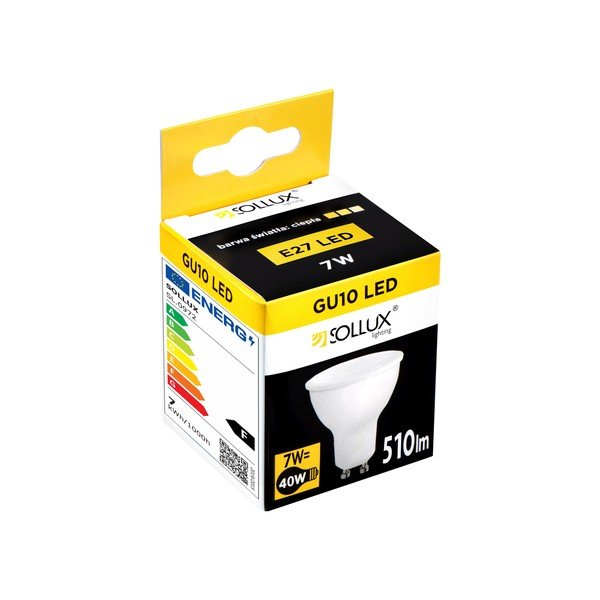Meleg fehér LED izzó GU10, 7 W – Sollux-image-1