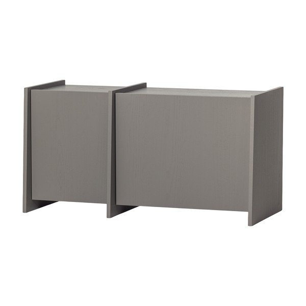 Szürke TV-állvány kőrisfa dekorral 102x53x44 cm Brock – WOOOD