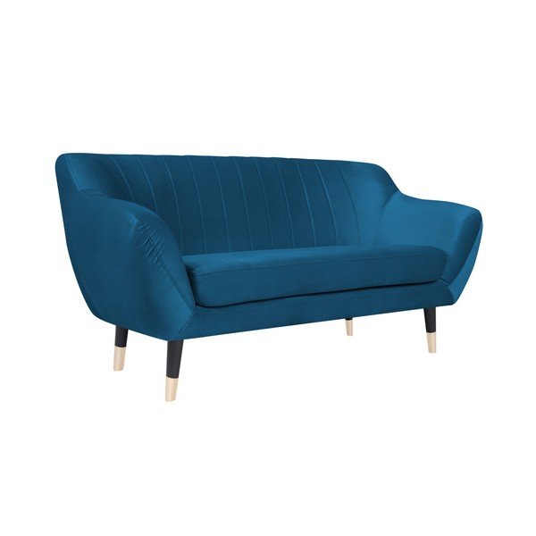 Benito kék kanapé fekete lábakkal, 158 cm - Mazzini Sofas-image-2
