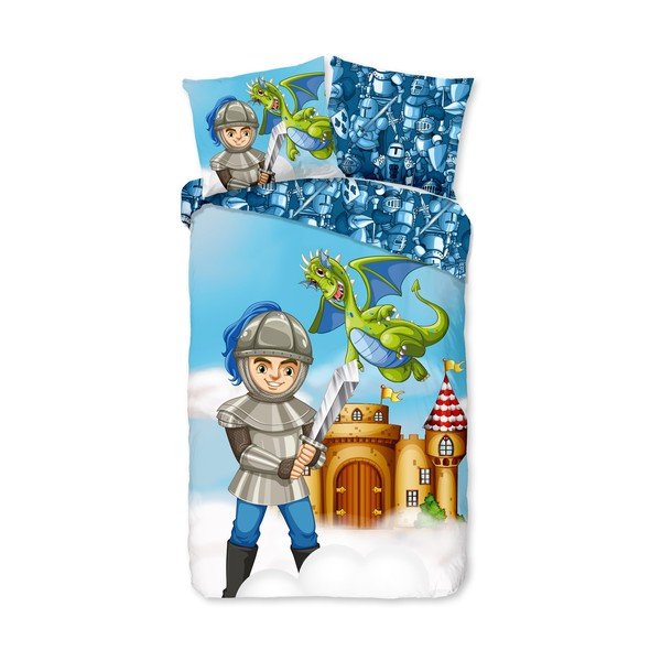 Kék egyszemélyes-hosszabbított pamut gyerek ágyneműhuzat 140x220 cm Knight – Good Morning