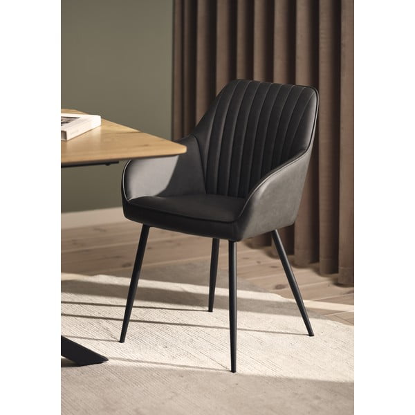 Sötétszürke kárpitozott karfás étkezőfotel szett 2 db-os Nolan Stripe – Unique Furniture-image-1