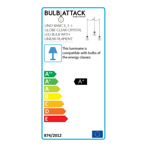 Uno Basic Globe Clear fekete mennyezeti lámpa, 3 izzóval - Bulb Attack-image-2