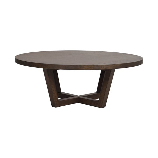 Sötétbarna kerek dohányzóasztal tölgyfa dekorral ø 110 cm Boxford – Rowico-image-2