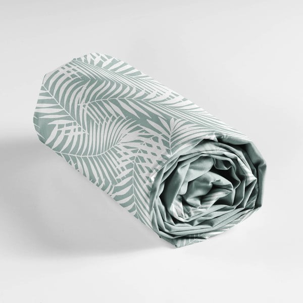 Fehér-zöld gumis pamut lepedő 90x190 cm Botania – douceur d'intérieur-image-3