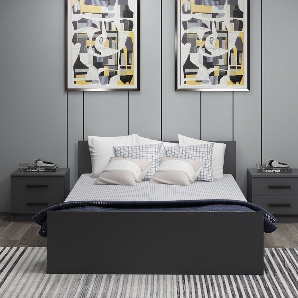 Antracitszürke franciaágy 160x200 cm Kale – Kalune Design-image-3