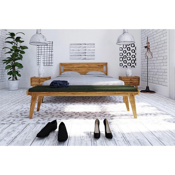 Tölgyfa pad zöld ülőrésszel Retro - The Beds-image-2