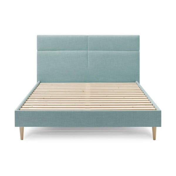 Türkiz kárpitozott franciaágy ágyráccsal 180x200 cm Elyna – Bobochic Paris-image-1