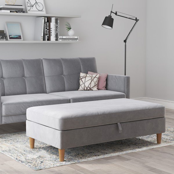 Világosszürke bársony lábtartó Lilly – Støraa-image-3