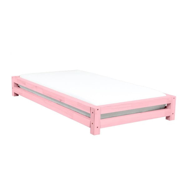 JAPA rózsaszín lucfenyő egyszemélyes ágy, 200 x 90 cm - Benlemi