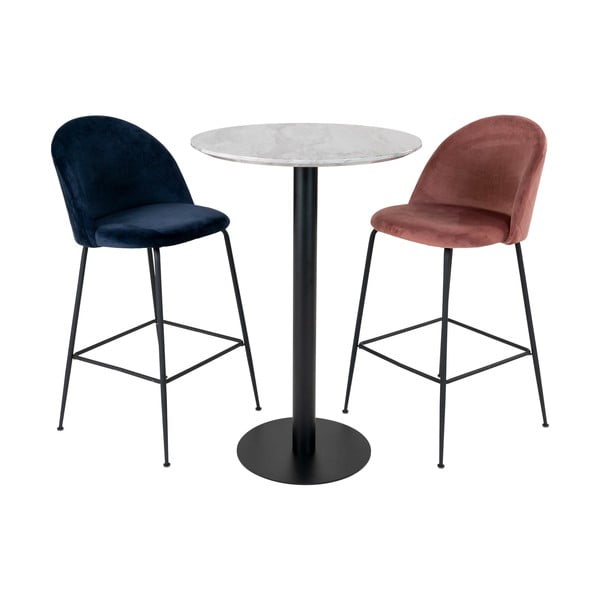 Kerek bárasztal márvány dekoros asztallappal ø 70 cm Bolzano – House Nordic-image-4