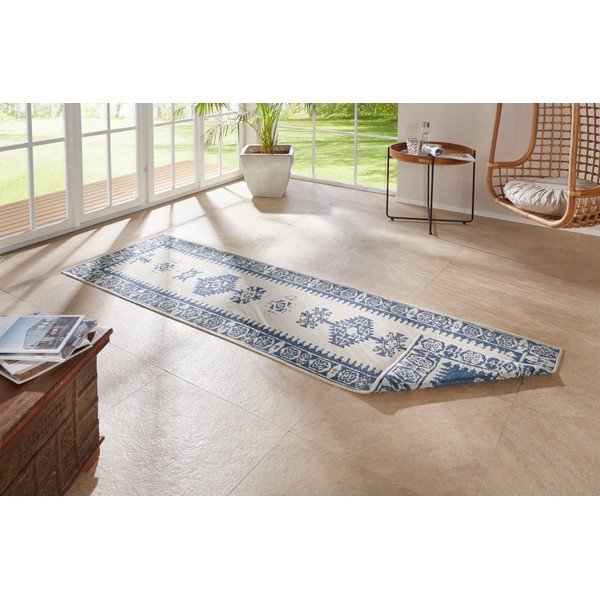 Duque kék-krémszínű kültéri szőnyeg, 80 x 250 cm - NORTHRUGS-image-2